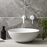 Arezzo Round Matt White Wall Mounted (2TH) Basin Mixer Tap
