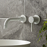 Arezzo Round Matt White Wall Mounted (2TH) Basin Mixer Tap