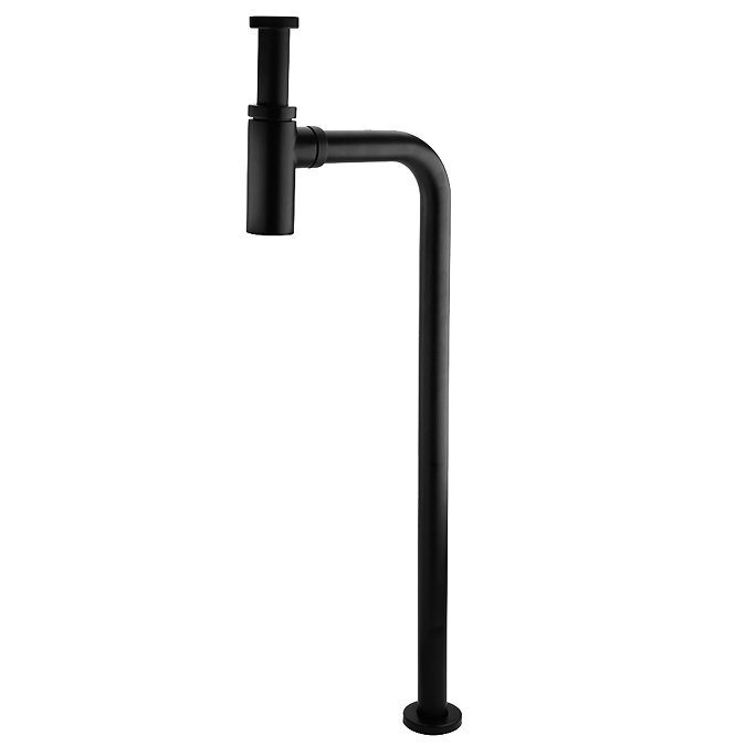Arezzo Round Basin Bottle Trap & Tube to Floor Pipe Set - Matt Black