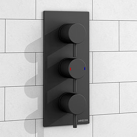 Arezzo Round Modern Triple Concealed Shower Valve - Matt Black
