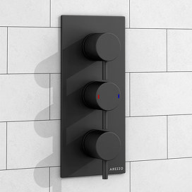 Arezzo Round Modern Triple Concealed Shower Valve - Matt Black