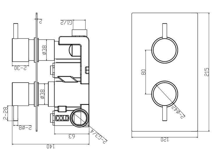 Arezzo Round Modern Twin Concealed Shower Valve - Matt Black