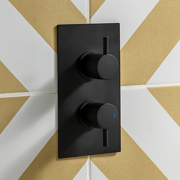 Arezzo Round Modern Twin Concealed Shower Valve - Matt Black