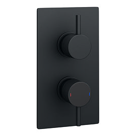 Arezzo Round Modern Twin Concealed Shower Valve with Diverter - Matt Black Large Image