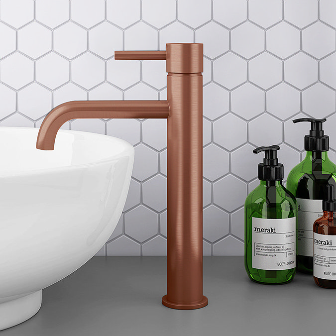 Arezzo Round Copper High Rise Mono Basin Mixer Tap