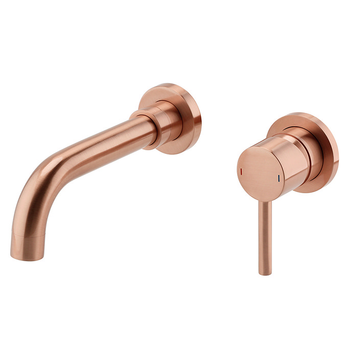 Arezzo Round Rose Gold Wall Mounted (2TH) Basin Mixer Tap Large Image