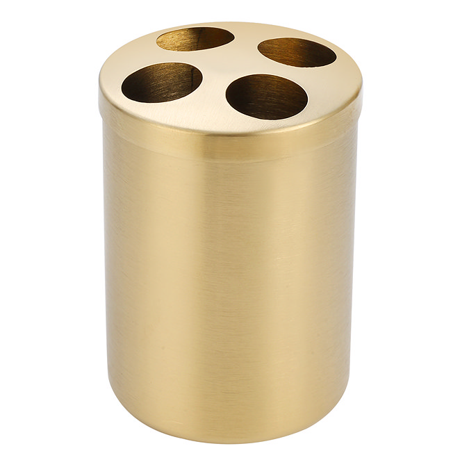 Arezzo Round Stainless Steel Toothbrush Holder - Brushed Brass