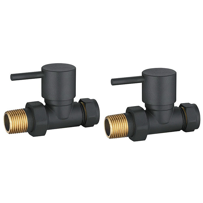 Arezzo Round Straight Radiator Valves incl. Curved Angled Pipes - Anthracite  Profile Large Image