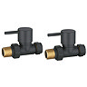 Arezzo Round Straight Radiator Valves incl. Curved Angled Pipes - Anthracite  Profile Large Image