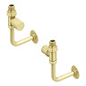 Arezzo Round Straight Radiator Valves incl. Curved Angled Pipes Brushed Brass