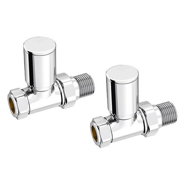 Arezzo Round Straight Radiator Valves incl. Curved Angled Pipes - Chrome  Standard Large Image