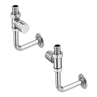 Arezzo Round Straight Radiator Valves incl. Curved Angled Pipes - Chrome
