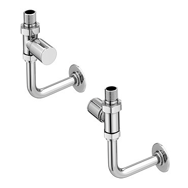 Arezzo Round Straight Radiator Valves incl. Curved Angled Pipes - Chrome  Profile Large Image