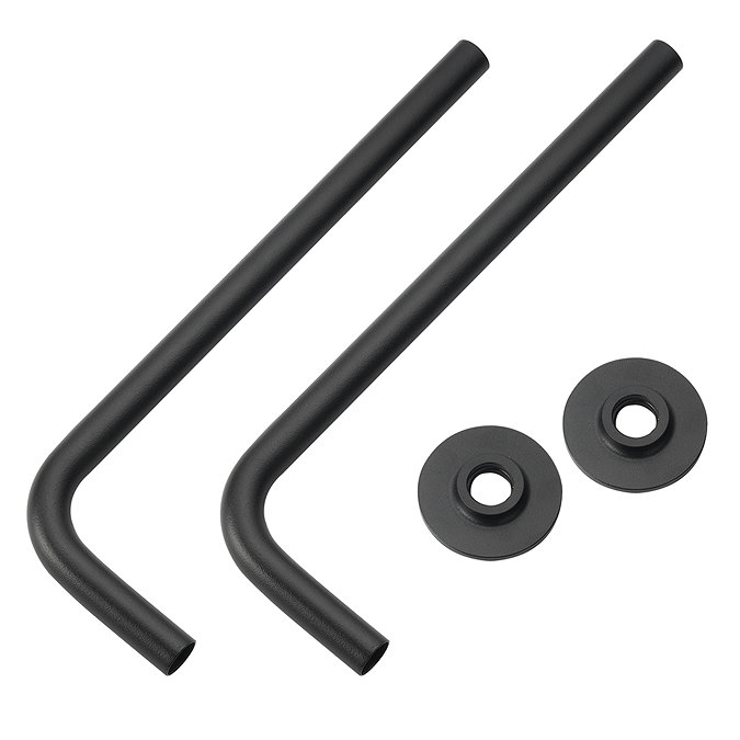 Arezzo Round Straight Radiator Valves incl. Curved Angled Pipes - Matt Black Feature Large Image