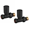 Arezzo Round Straight Radiator Valves incl. Curved Angled Pipes - Matt Black Standard Large Image