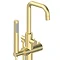 Arezzo Round Thermostatic Floor Mounted Freestanding Bath Shower Mixer Brushed Brass