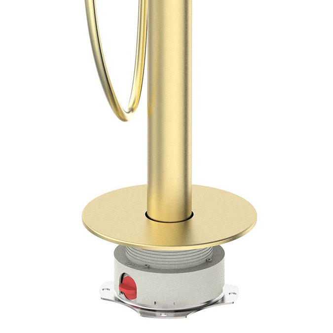 Arezzo Round Thermostatic Floor Mounted Freestanding Bath Shower Mixer Brushed Brass