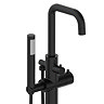 Arezzo Round Thermostatic Floor Mounted Freestanding Bath Shower Mixer Matt Black