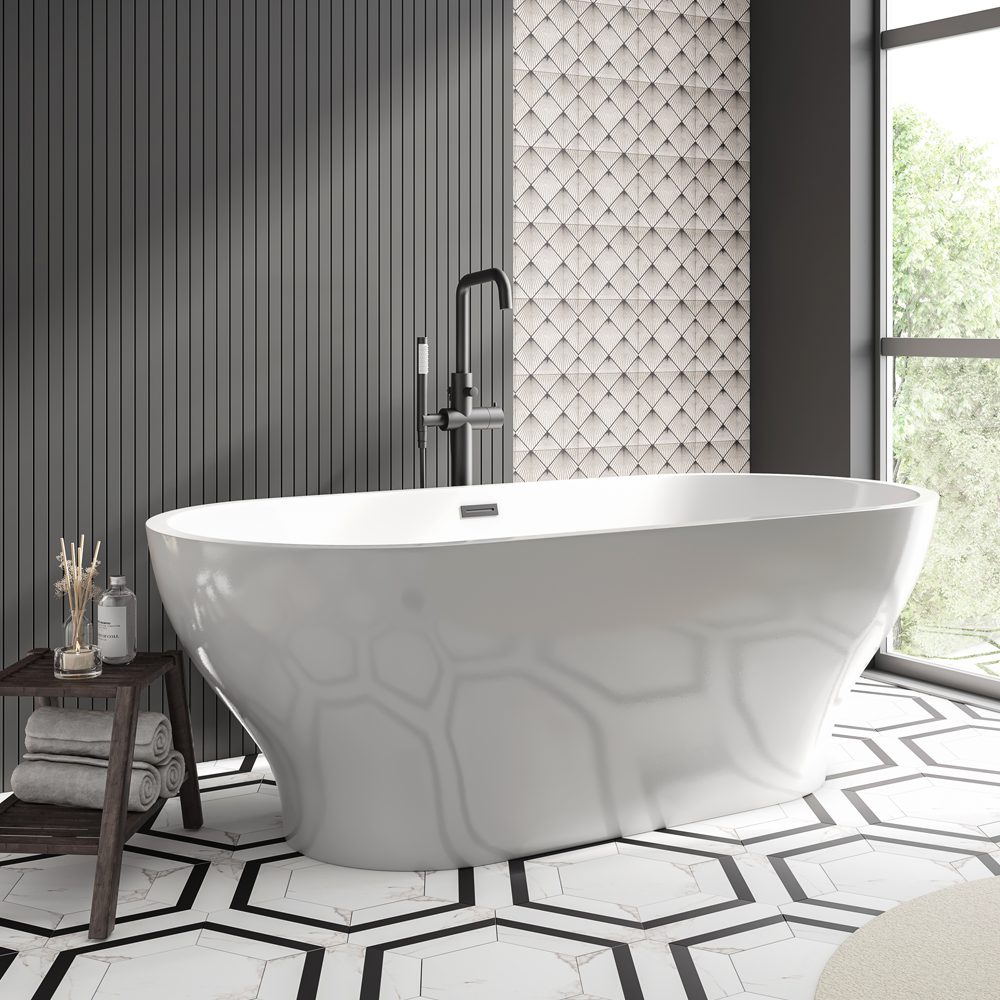 Arezzo Round Thermostatic Floor Mounted Freestanding Bath Shower Mixer