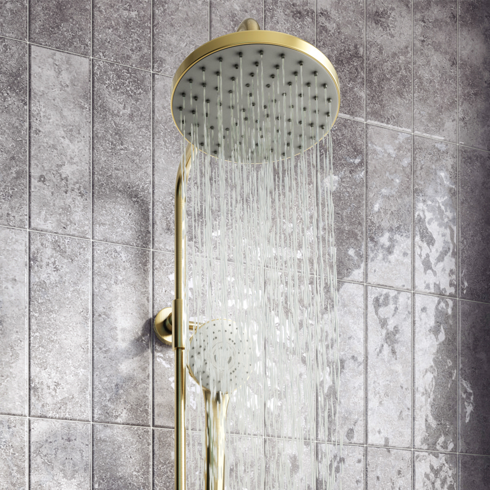 Arezzo Modern Round Complete Thermostatic Shower Set Brushed