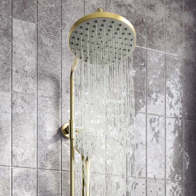 Arezzo Round Thermostatic Shower - Brushed Brass  Feature Large Image