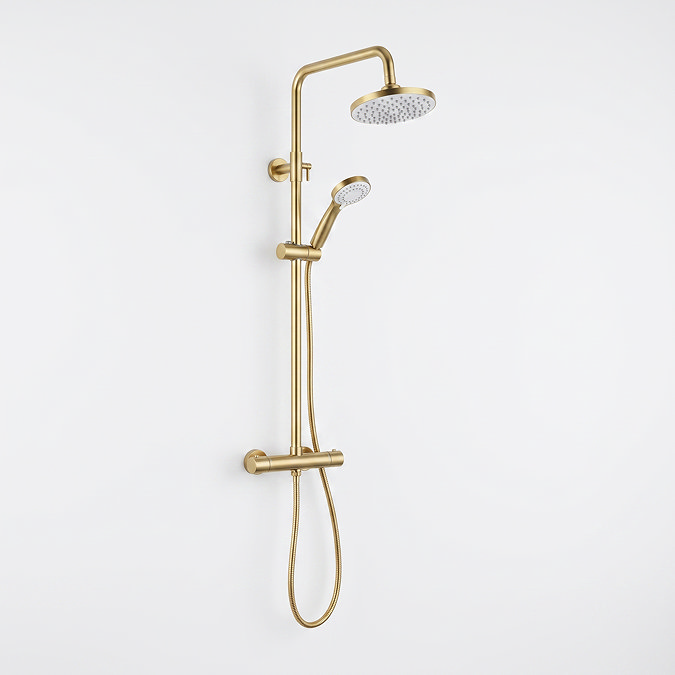 Arezzo Round Thermostatic Shower - Brushed Brass