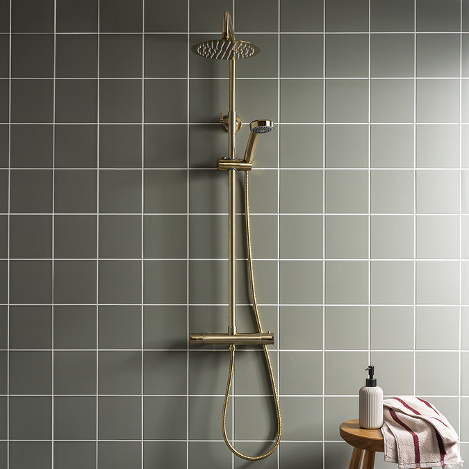 Arezzo Round Thermostatic Shower - Brushed Brass