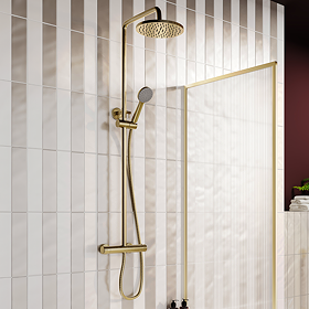 Arezzo Round Thermostatic Shower - Brushed Brass