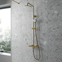Arezzo Round Thermostatic Shower - Brushed Brass