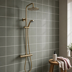 Arezzo Round Thermostatic Shower - Brushed Brass