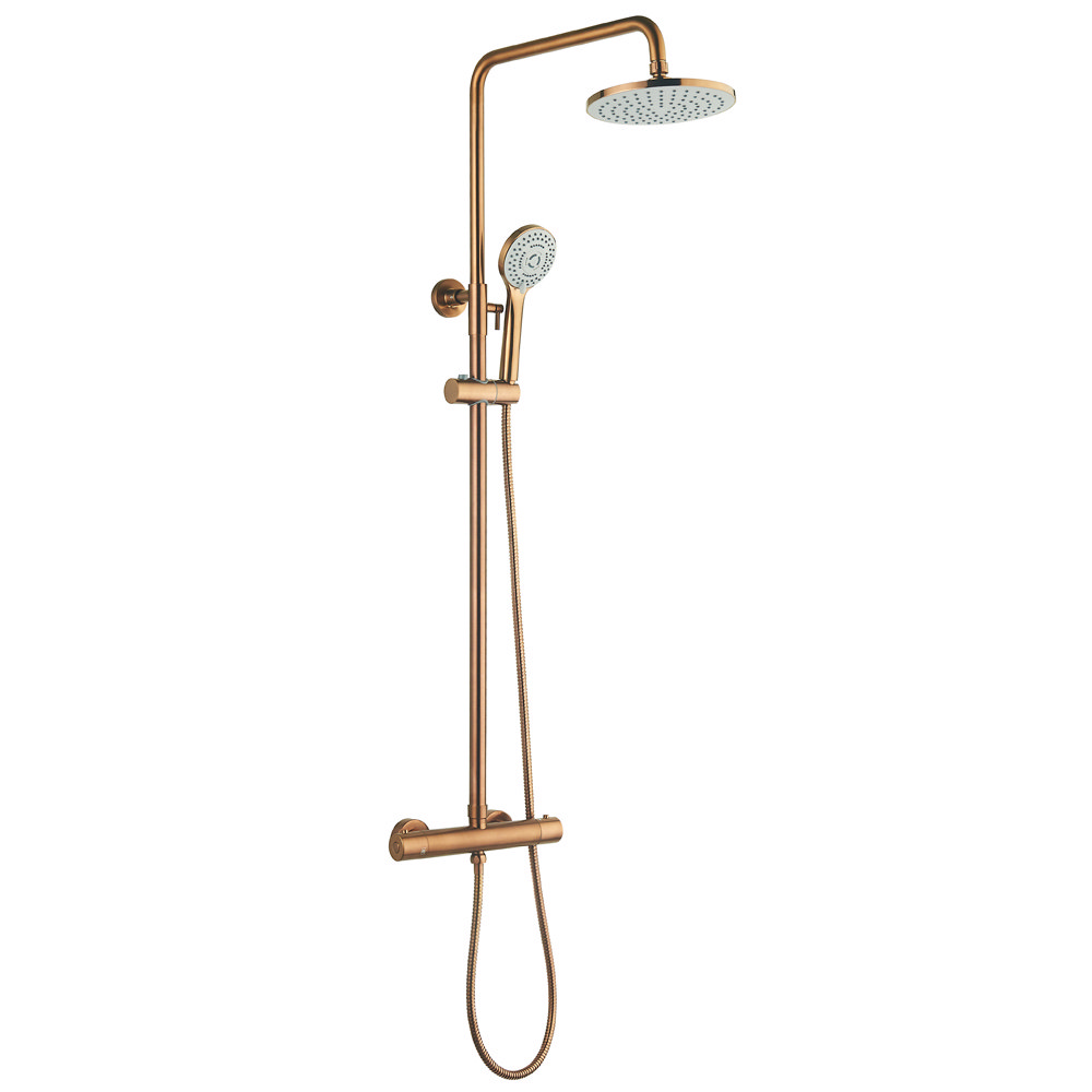 Arezzo Round Thermostatic Shower Brushed Bronze Victorian