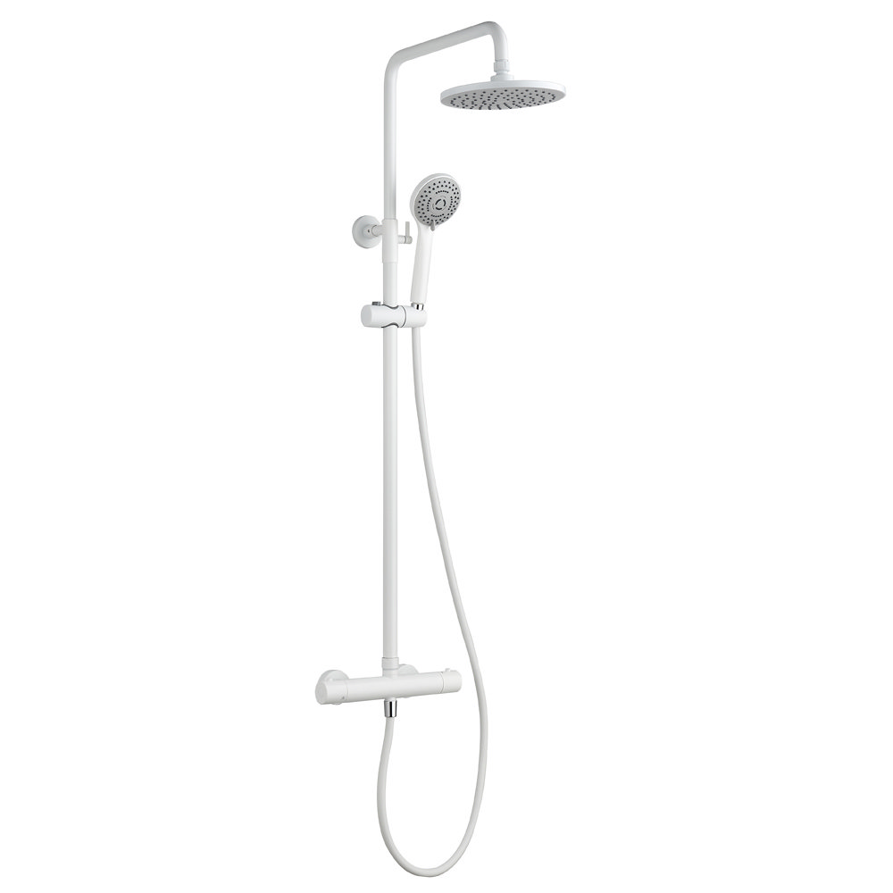 Arezzo Modern Round Complete Thermostatic Shower Set Matt White