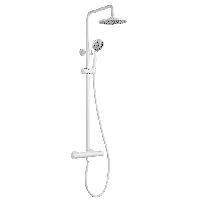 Arezzo Round Thermostatic Shower - Matt White  In Bathroom Large Image