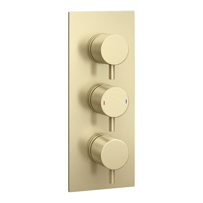 Arezzo Round Triple Concealed Thermostatic Shower Valve with Diverter - Brushed Brass