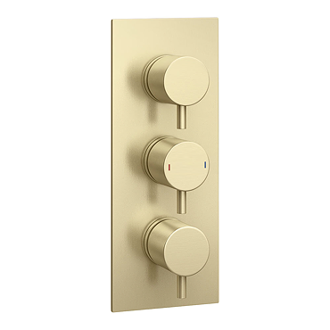 Arezzo Round Triple Concealed Thermostatic Shower Valve with Diverter - Brushed Brass