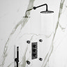 Arezzo Round Triple Concealed Thermostatic Shower Valve with Diverter - Matt Black  Standard Large Image