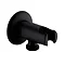 Arezzo Round Wall Elbow & Shower Handset Holder - Matt Black Large Image