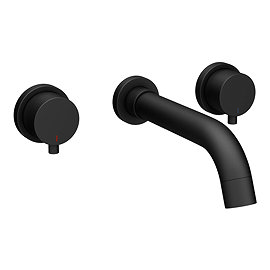 Arezzo Round Matt Black Wall Mounted (3TH) Basin Mixer Tap Large Image