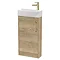 Arezzo Rustic Oak 450mm 1TH Floor Standing Cloakroom Vanity Unit With Brushed Brass Handle Large Ima