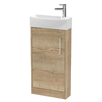 Arezzo Rustic Oak 450mm 1TH Floor Standing Cloakroom Vanity Unit         Large Image