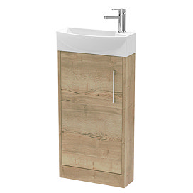 Arezzo Rustic Oak 450mm 1TH Floor Standing Cloakroom Vanity Unit Large Image