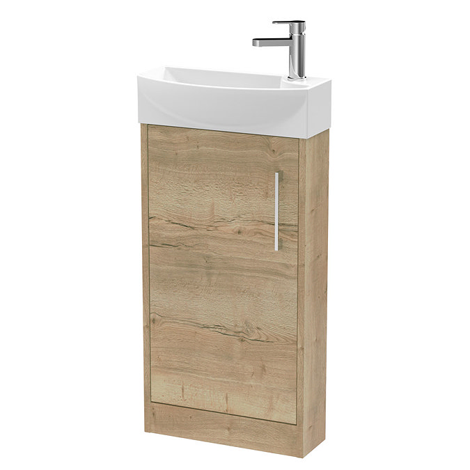 Arezzo Rustic Oak 450mm 1TH Floor Standing Cloakroom Vanity Unit         Large Image