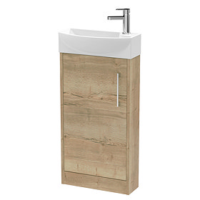 Arezzo Rustic Oak 450mm 1TH Floor Standing Cloakroom Vanity Unit         Large Image
