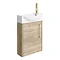 Arezzo Rustic Oak 450mm 1TH Wall Hung Cloakroom Vanity unit with Brushed Brass Handle  Standard Larg