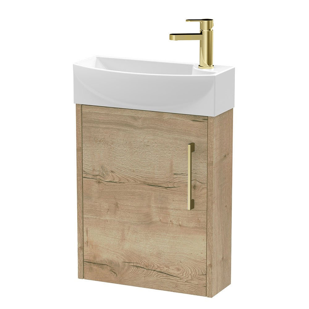 Arezzo Rustic Oak 450mm 1TH Wall Hung Cloakroom Vanity unit with