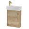 Arezzo Rustic Oak 450mm 1TH Wall Hung Cloakroom Vanity unit with Brushed Brass Handle