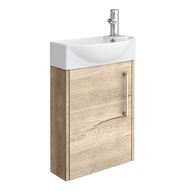 Arezzo Rustic Oak 450mm 1TH Wall Hung Cloakroom Vanity Unit  Standard Large Image