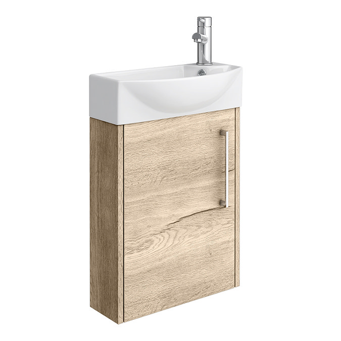 Arezzo Rustic Oak 450mm 1TH Wall Hung Cloakroom Vanity Unit  Standard Large Image