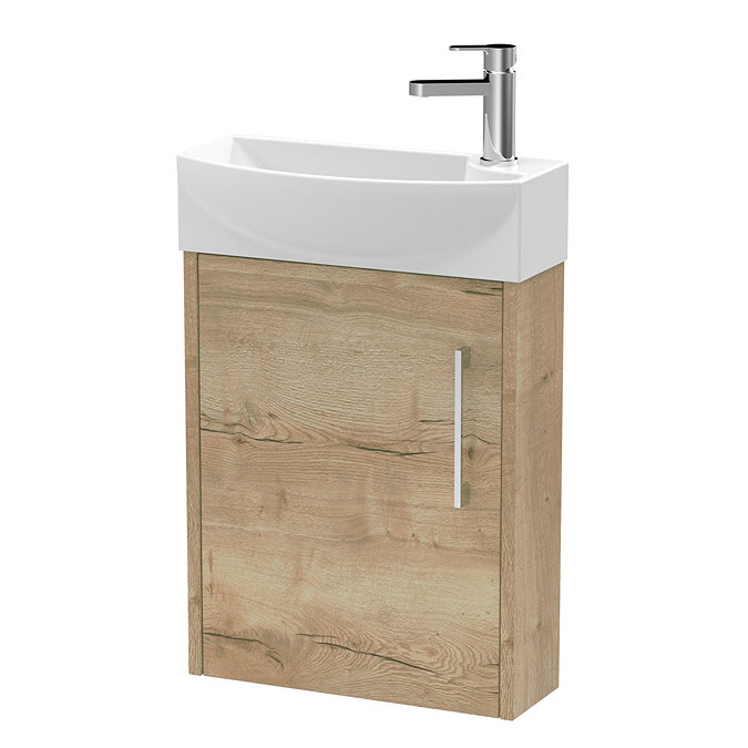 Arezzo Rustic Oak 450mm 1TH Wall Hung Cloakroom Vanity Unit Large Image