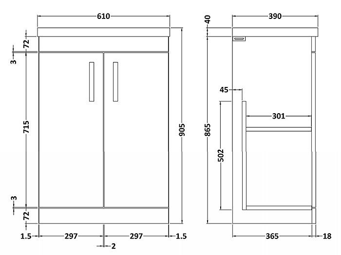 Arezzo Rustic Oak 600mm Floor Standing Vanity Unit, Tall Cabinet + Toilet Pack with Matt Black Handles